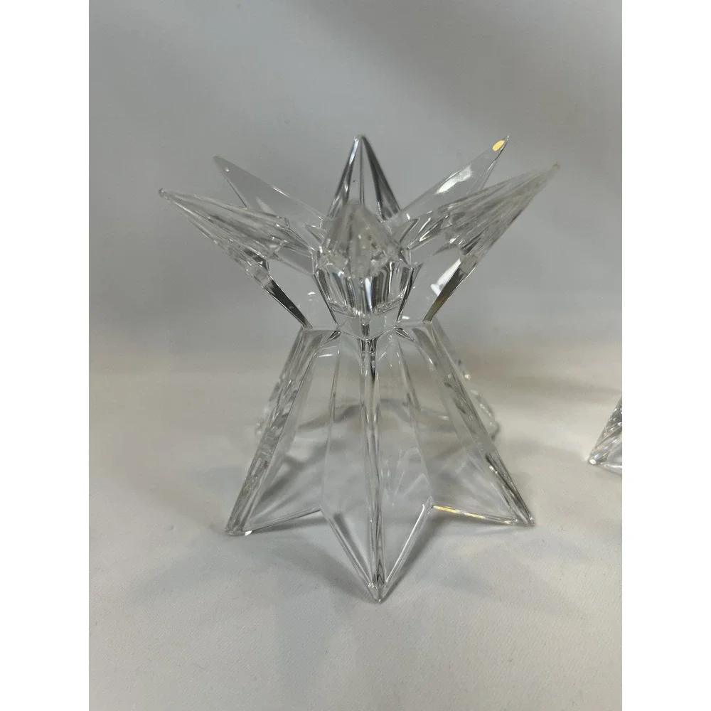 Star Shaped Footed Glass Candle Holders Set Of 2 Celestial Decor Abstract